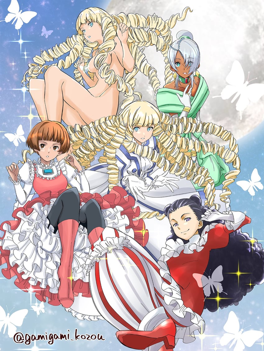 loran cehack, dianna soreil, sochie heim, laura rolla, and lily borjarnon (gundam and 1 more) drawn by gamigami_maou_(artist)