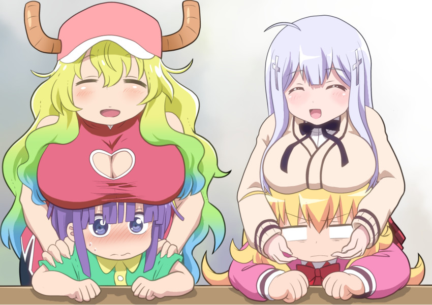 lucoa, gabriel tenma white, magatsuchi shouta, and raphiel shiraha ainsworth (kobayashi-san chi no maidragon and 1 more) drawn by knives_(knives777)
