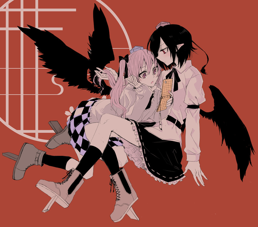 shameimaru aya and himekaidou hatate (touhou) drawn by tadano_kagekichi