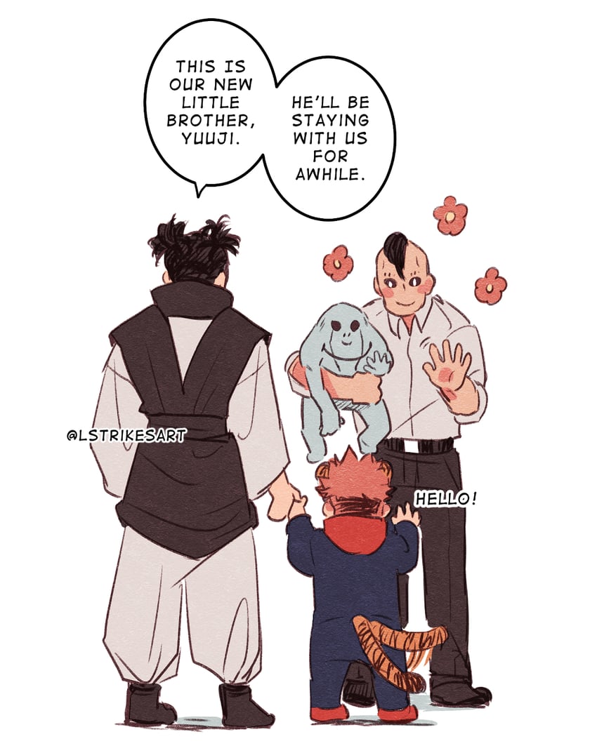 itadori yuuji, choso, kechizu, and eso (jujutsu kaisen) drawn by lightningstrikes