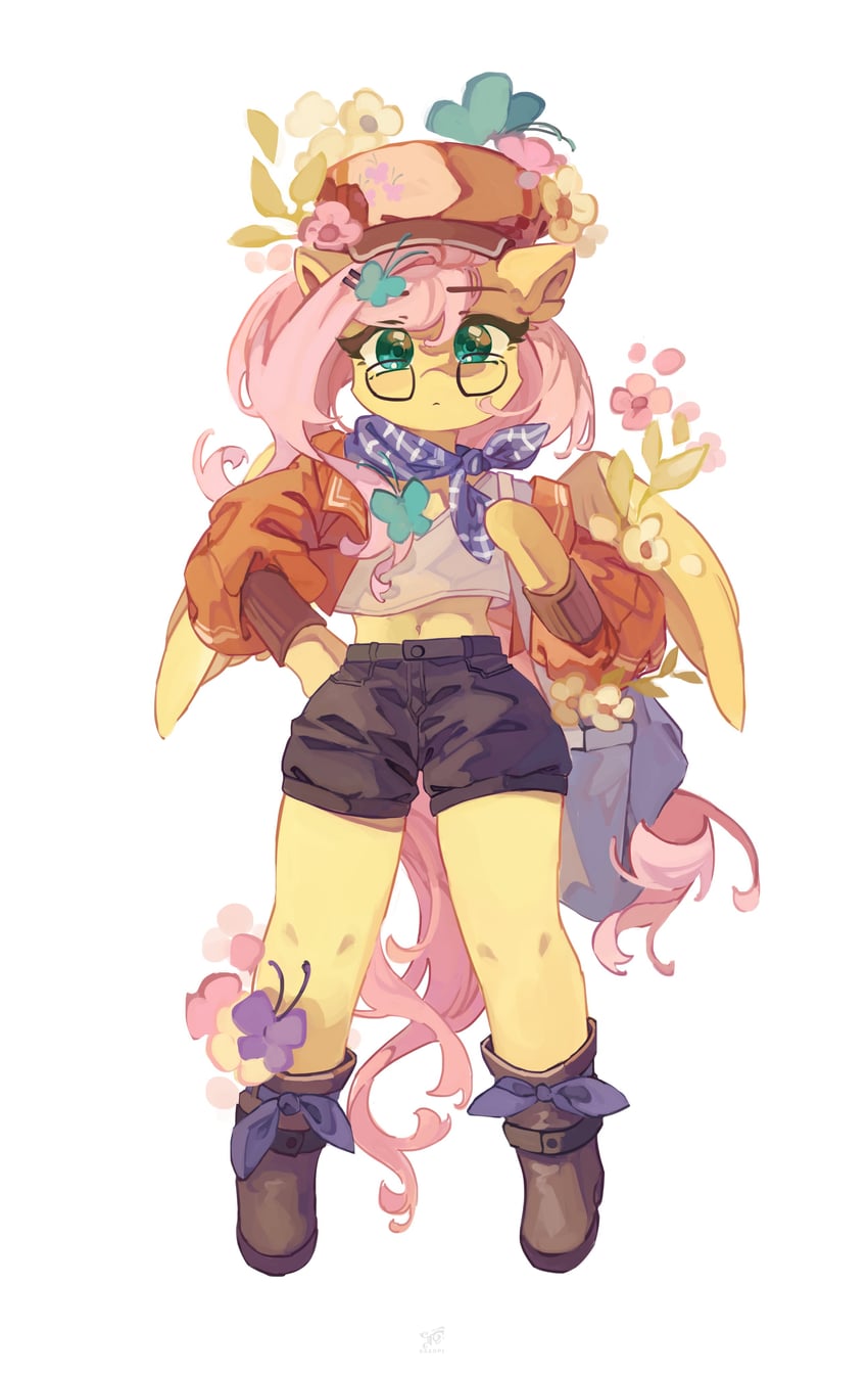 fluttershy (my little pony and 1 more) drawn by saxopi