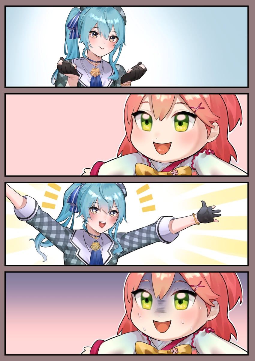hoshimachi suisei, sakura miko, and mikodanye (hololive) drawn by eredhen