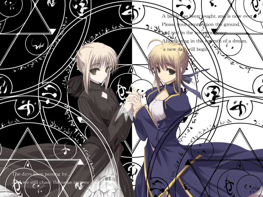 artoria pendragon, saber, and saber alter (fate and 1 more) drawn by satomi_(black_scarecrow)