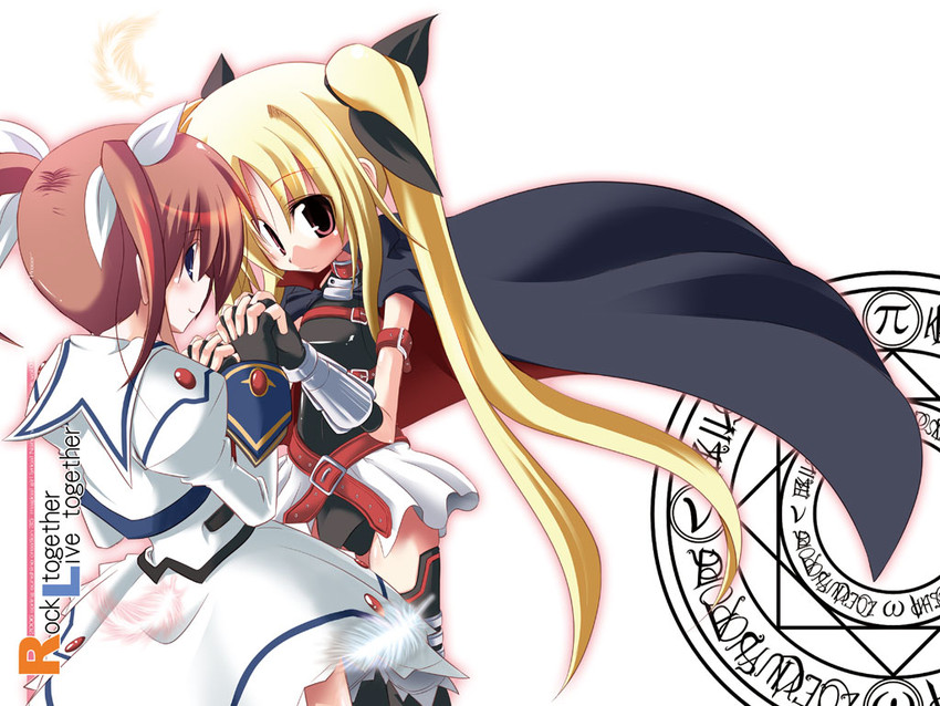 fate testarossa and takamachi nanoha (lyrical nanoha and 2 more) drawn by kazekawa_nagi
