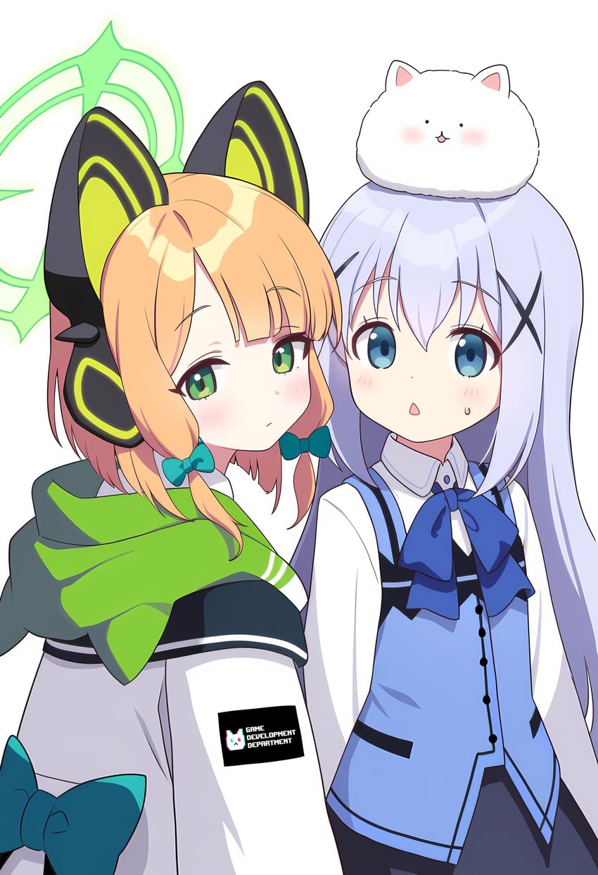 kafuu chino, midori, and tippy (blue archive and 1 more) drawn by ekoren