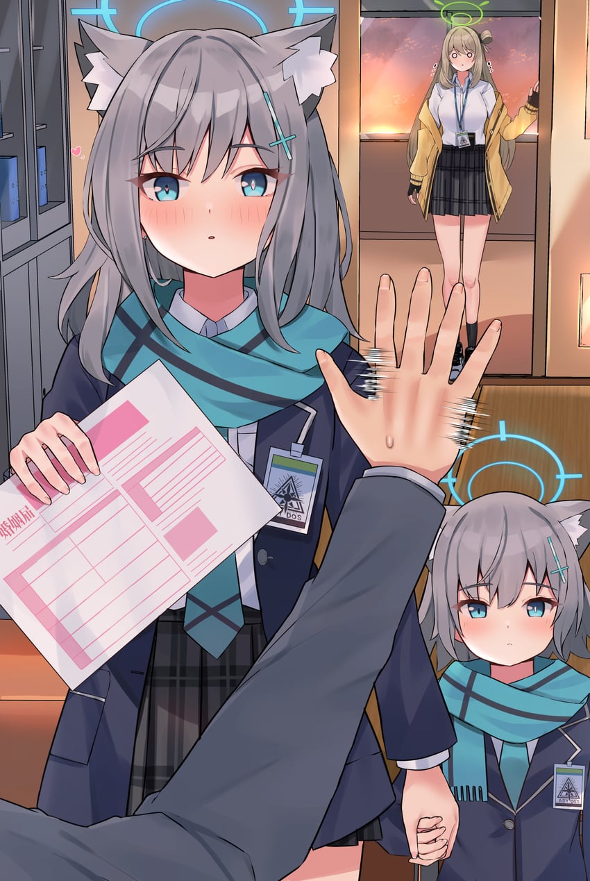 sensei, shiroko, and nonomi (blue archive) drawn by mi_taro333
