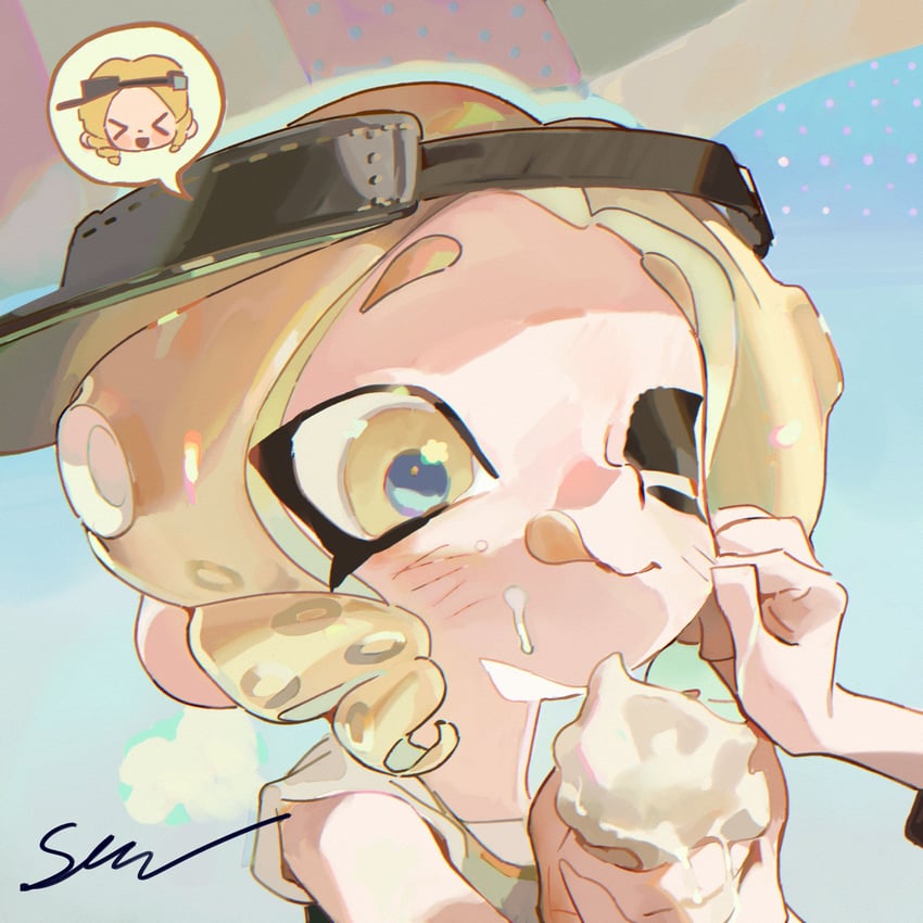octoling player character and octoling girl (splatoon) drawn by acuteghost