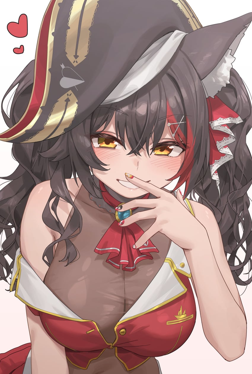 houshou marine and ookami mio (hololive) drawn by rimori22
