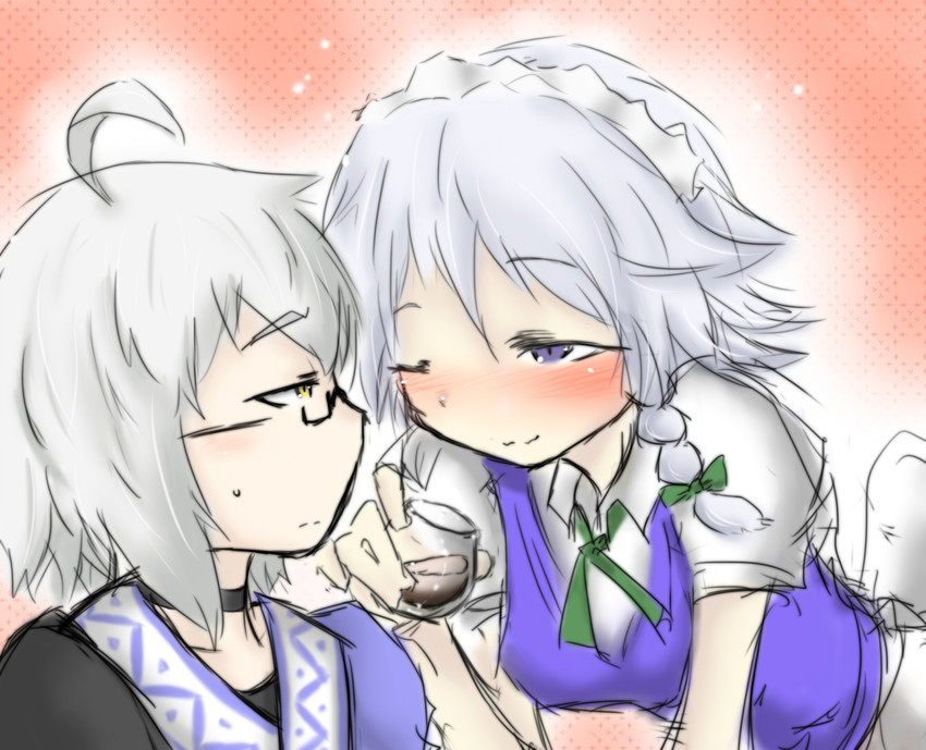 izayoi sakuya and morichika rinnosuke (touhou) drawn by mayo_(nou46)