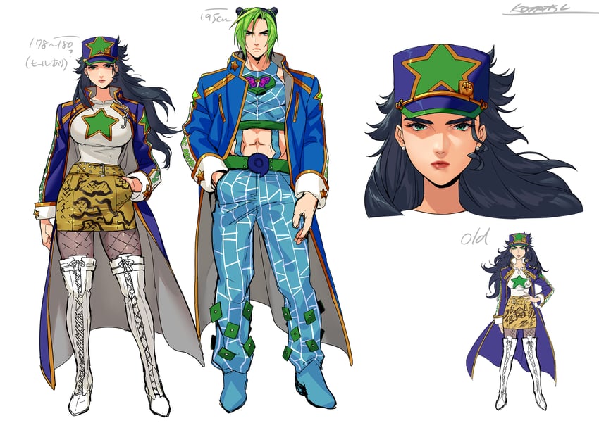 kujo jotaro and kujo jolyne (jojo no kimyou na bouken and 1 more) drawn by kotatsu_(g-rough)