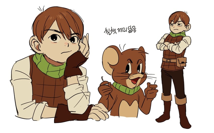 chilchuck tims and jerry (dungeon meshi and 1 more) drawn by jo4hedan