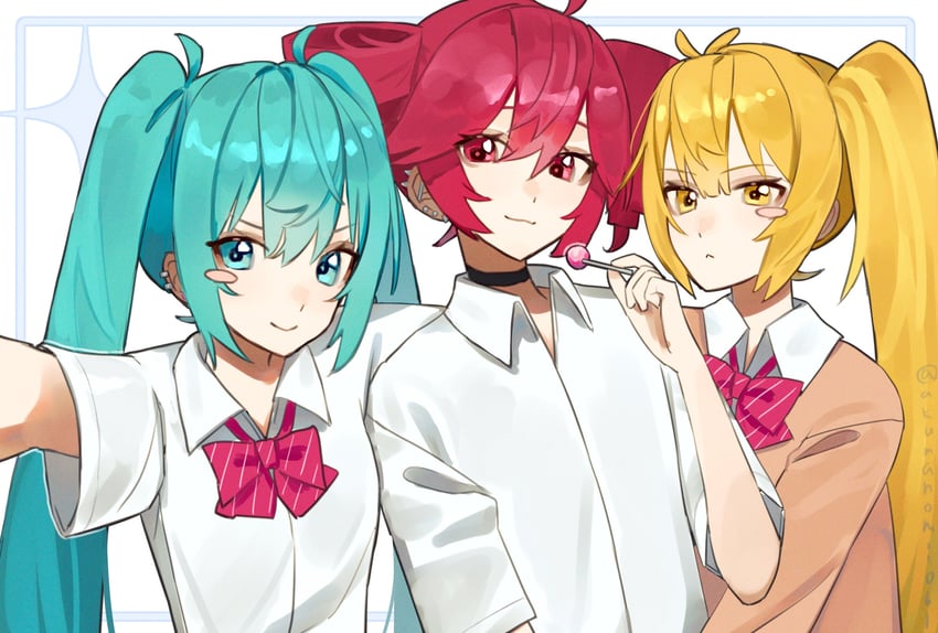 hatsune miku, kasane teto, and akita neru (vocaloid and 3 more) drawn by oyattsu_(akumanomi0611)