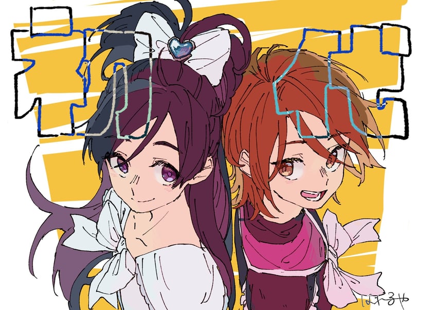 misumi nagisa, yukishiro honoka, cure black, and cure white (precure and 1 more) drawn by hallelujah_001