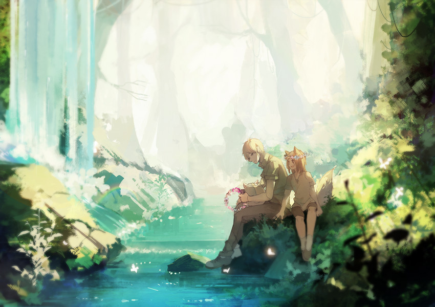 natsume takashi, nyanko-sensei, and kogitsune (natsume yuujinchou) drawn by left_mouse