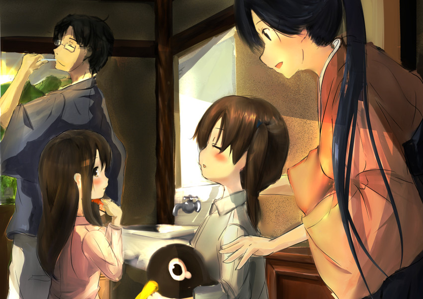 admiral, kaga, akagi, houshou, and failure penguin (kantai collection) drawn by hamabossu