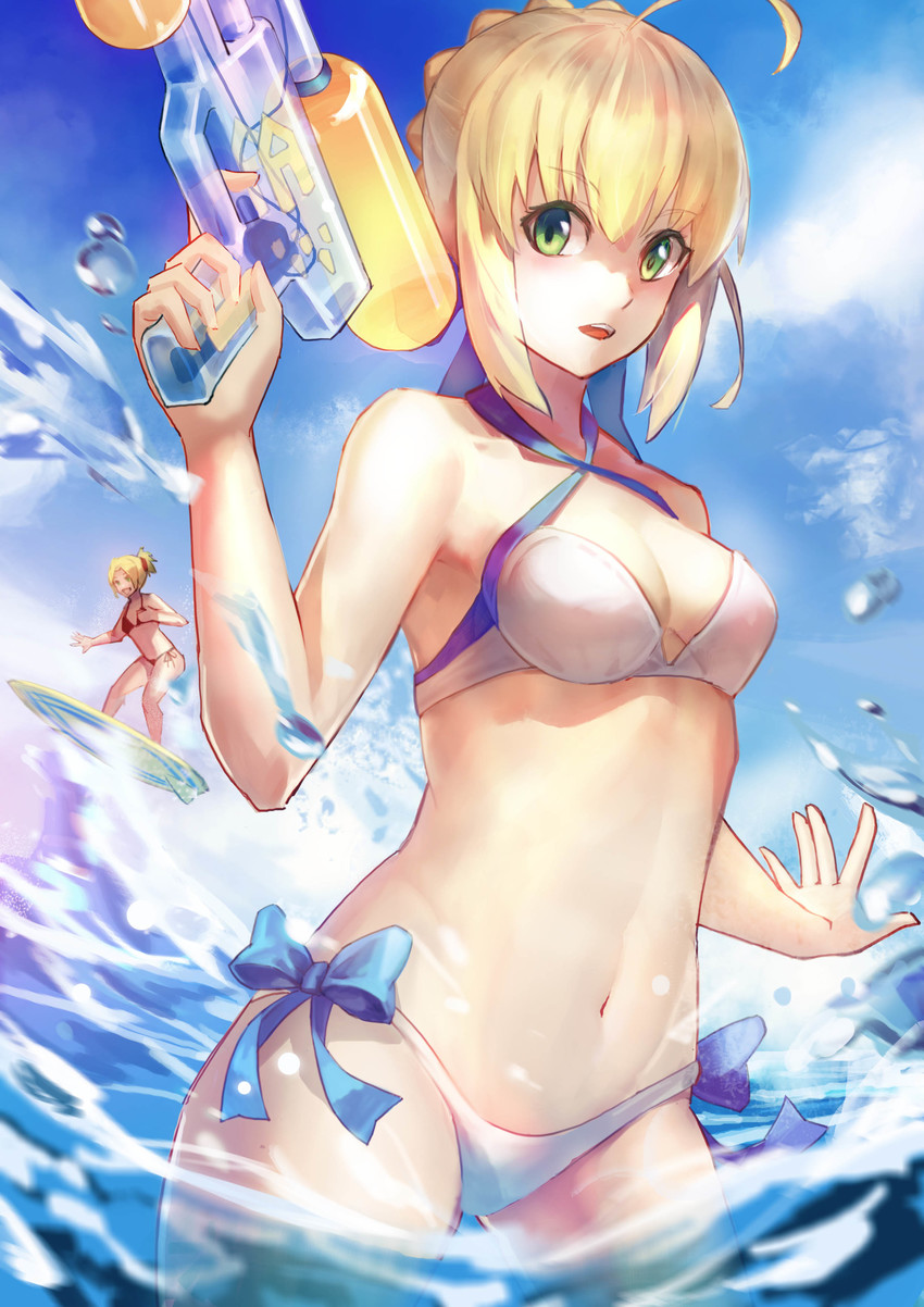 artoria pendragon and mordred (fate and 3 more) drawn by luobo_carrot