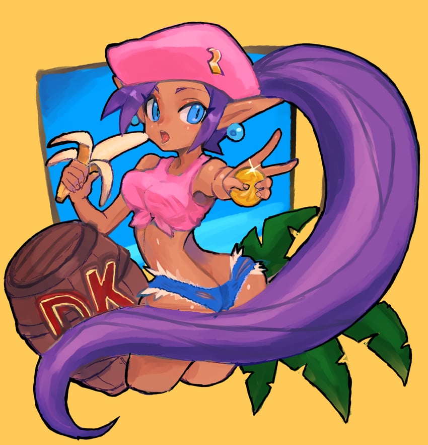 shantae and dixie kong (shantae and 1 more) drawn by dakusuta