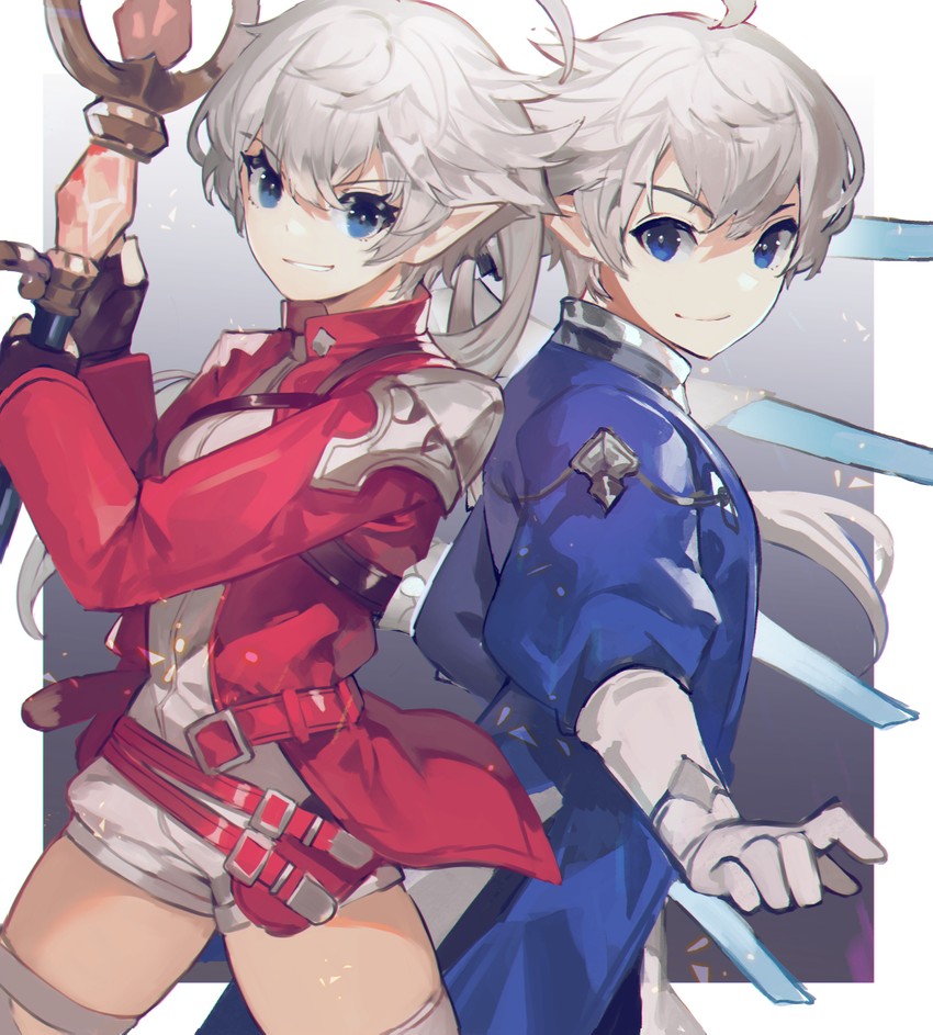 alisaie leveilleur, red mage, alphinaud leveilleur, and sage (final fantasy and 1 more) drawn by akizone