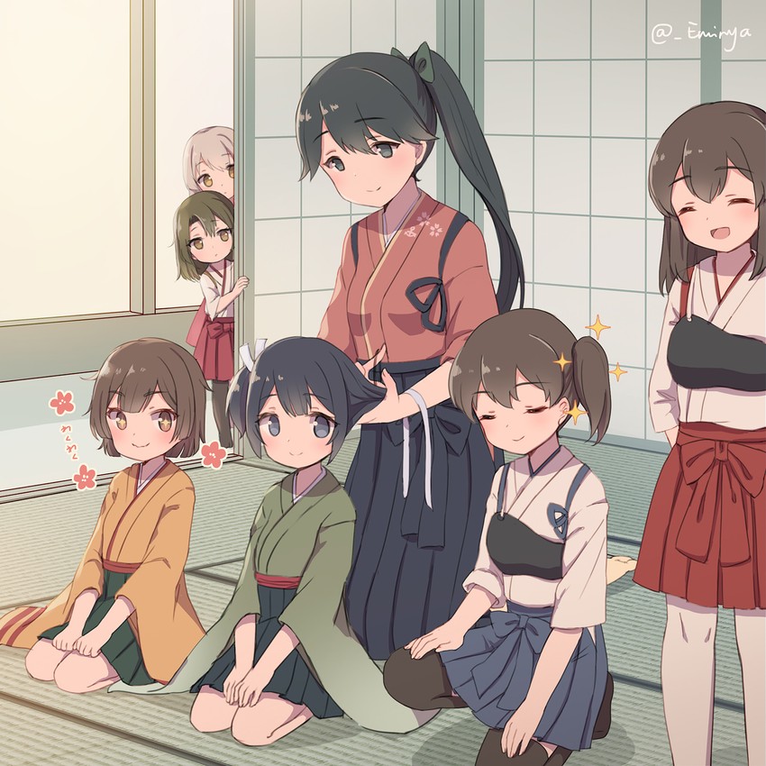 kaga, akagi, zuikaku, houshou, shoukaku, and 2 more (kantai collection) drawn by emia_wang