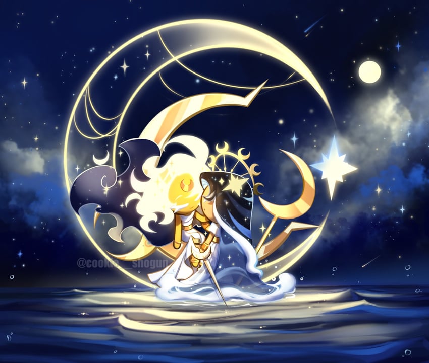 moonlight cookie and sea fairy cookie (cookie run and 1 more) drawn by cookie_shogun