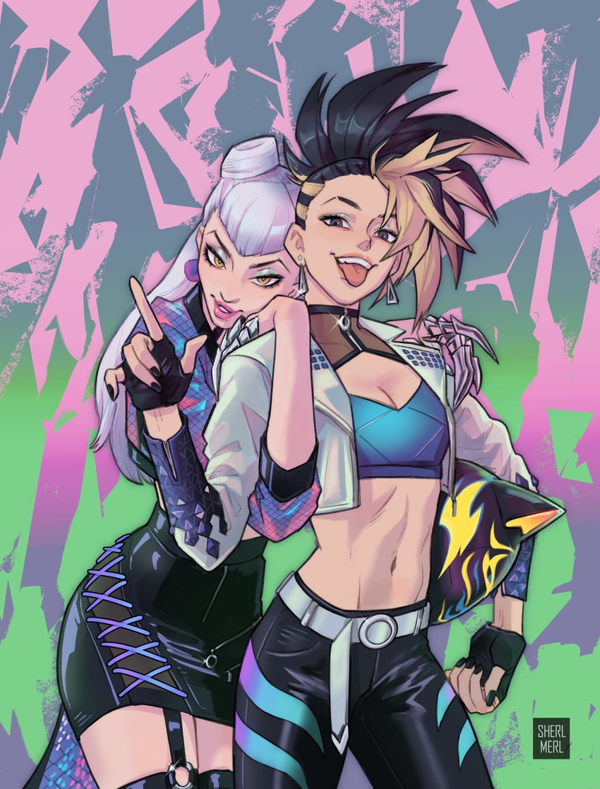 akali, evelynn, k/da all out evelynn, and k/da all out akali (league of legends) drawn by sherl_merl