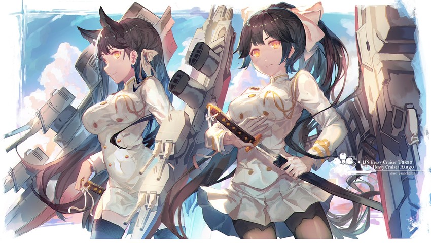 atago and takao (azur lane) drawn by usanekorin