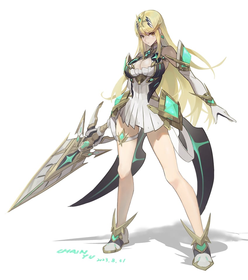 mythra (xenoblade chronicles and 1 more) drawn by chain_yu