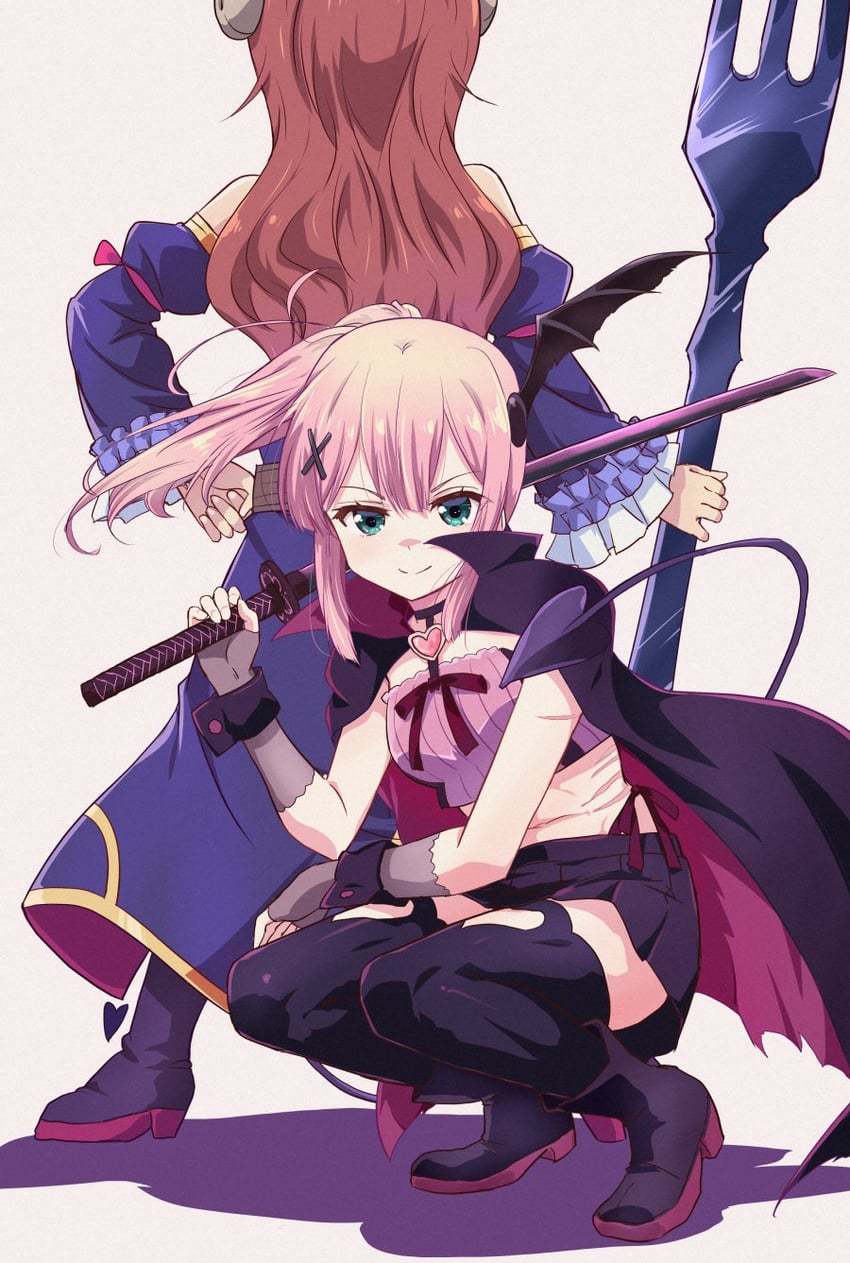 yoshida yuuko and chiyoda momo (machikado mazoku) drawn by mukaibi_aoi