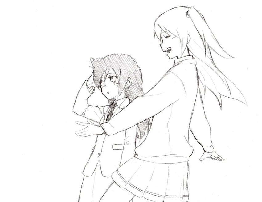 kuroki tomoko and nemoto hina (watashi ga motenai no wa dou kangaetemo omaera ga warui!) drawn by shiratama_(hockey)