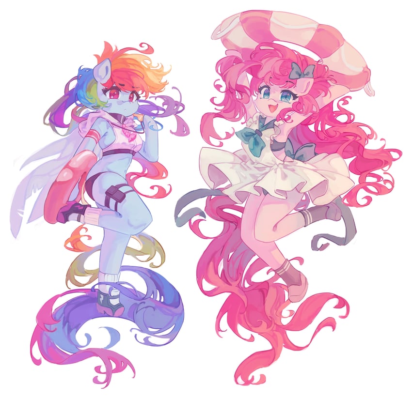 hatsune miku, rainbow dash, pinkie pie, and natsufuku miku (vocaloid and 2 more) drawn by saxopi