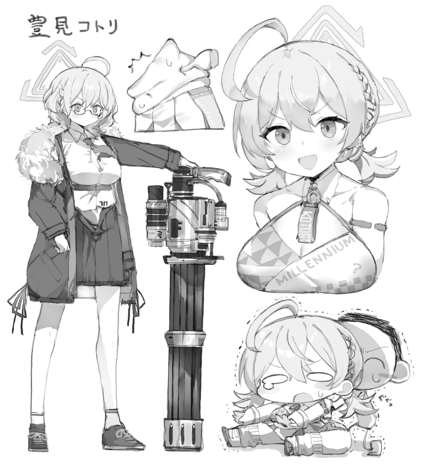 sensei, doodle sensei, and kotori (blue archive) drawn by kotatu_(akaki01aoki00)