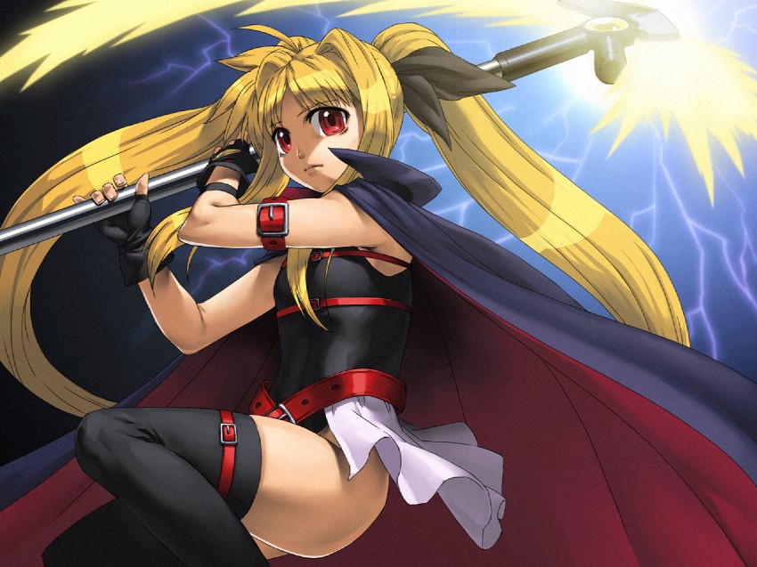 fate testarossa and bardiche (lyrical nanoha and 1 more) drawn by chyko