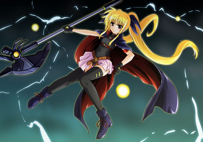 fate testarossa and bardiche (lyrical nanoha and 2 more) drawn by diesel-turbo