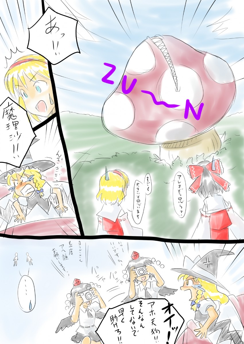 Hakurei Reimu Kirisame Marisa Alice Margatroid And Shameimaru Aya