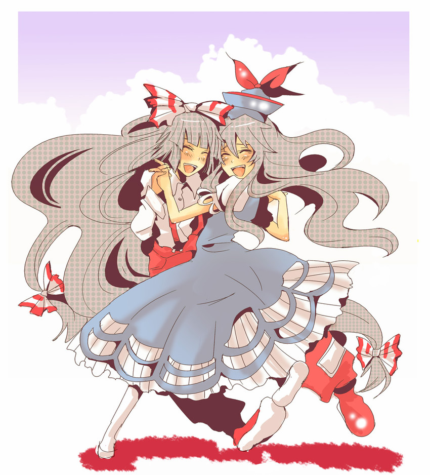 fujiwara no mokou and kamishirasawa keine (touhou) drawn by asana