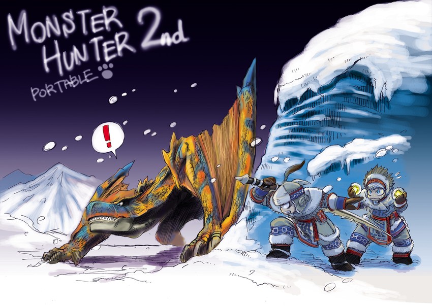 monster hunter and tigrex (monster hunter) drawn by fuse_ryuuta