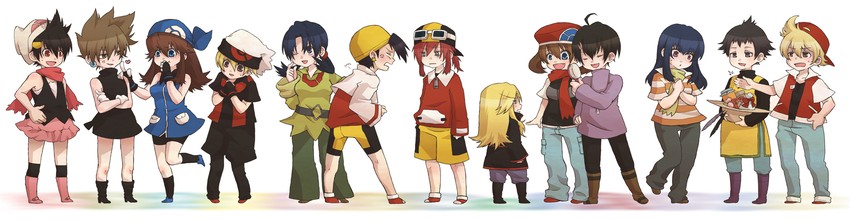 dawn, may, red, ethan, blue oak, and 8 more (pokemon and 1 more) drawn by umeko_(0516)