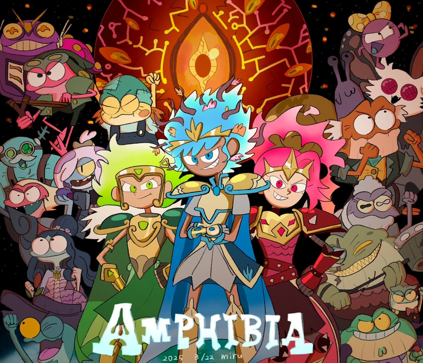 sasha waybright, anne boonchuy, marcy wu, sprig plantar, polly plantar, and 3 more (amphibia) drawn by ku_260211
