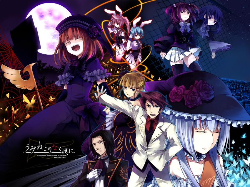 beatrice, ushiromiya battler, ushiromiya ange, frederica bernkastel, eva beatrice, and 4 more (umineko no naku koro ni and 1 more) drawn by suzushiro_kurumi