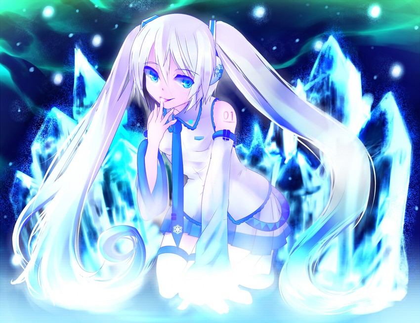 hatsune miku and yuki miku (vocaloid) drawn by rain_(aaru)