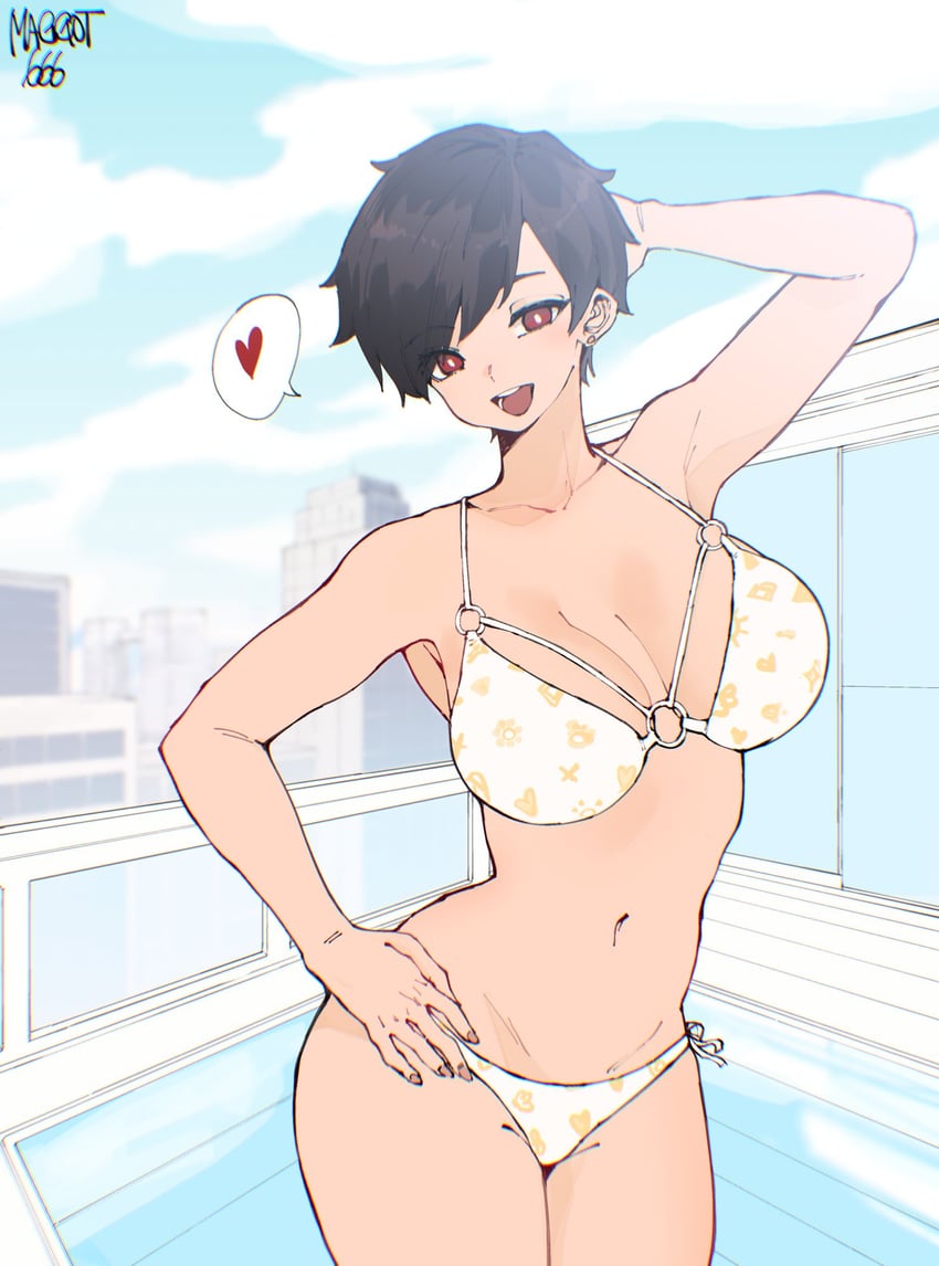 olive laurentia and bikini girl (original and 2 more) drawn by norman_maggot