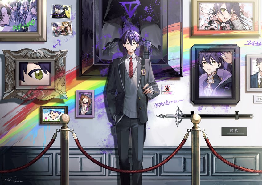 kenmochi touya, fuwa minato, fushimi gaku, yuuhi riri, kagami hayato, and 5 more (nijisanji and 1 more) drawn by saw_(dtn_error)
