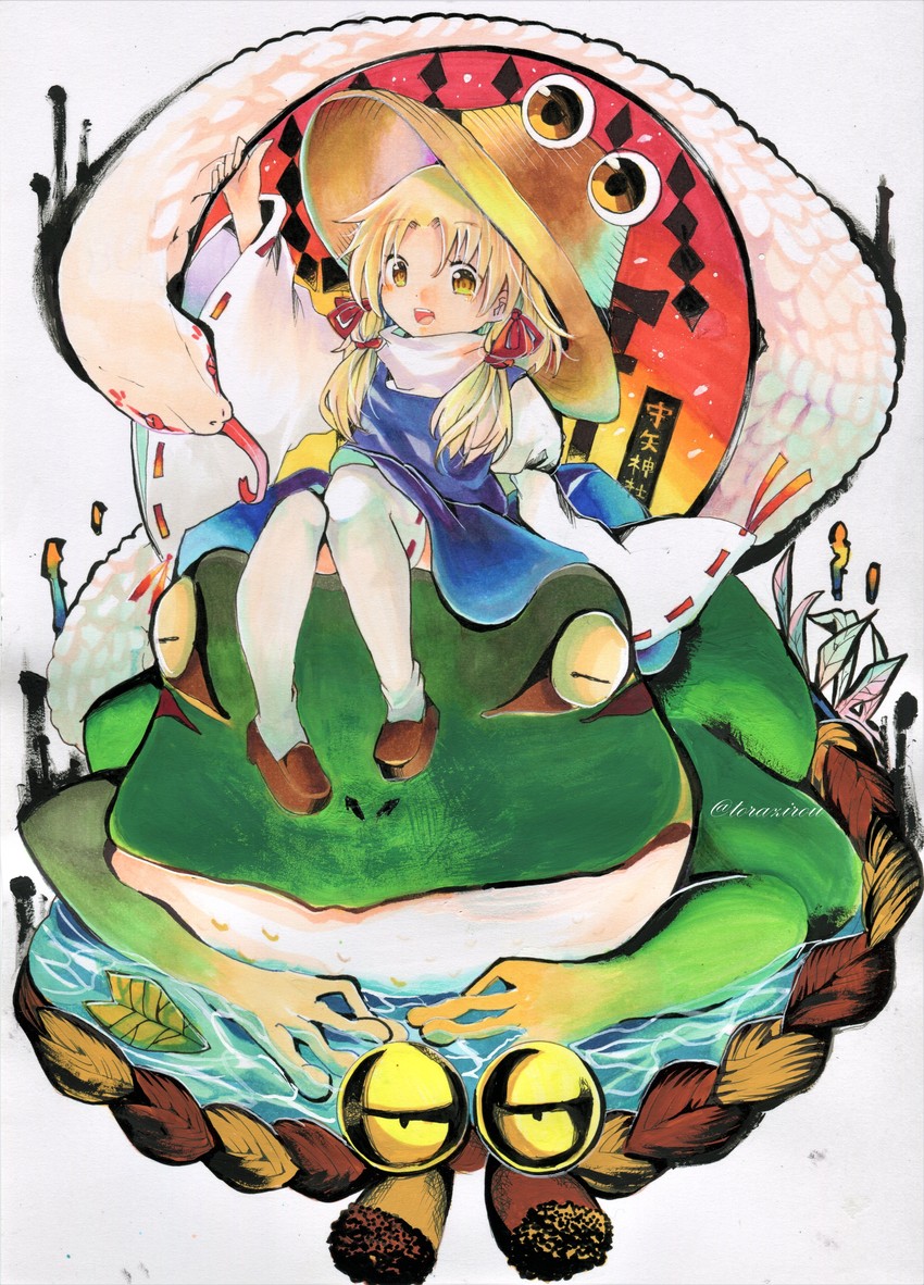 moriya suwako and mishaguji (touhou) drawn by torajirou_(toraneko_zirou)