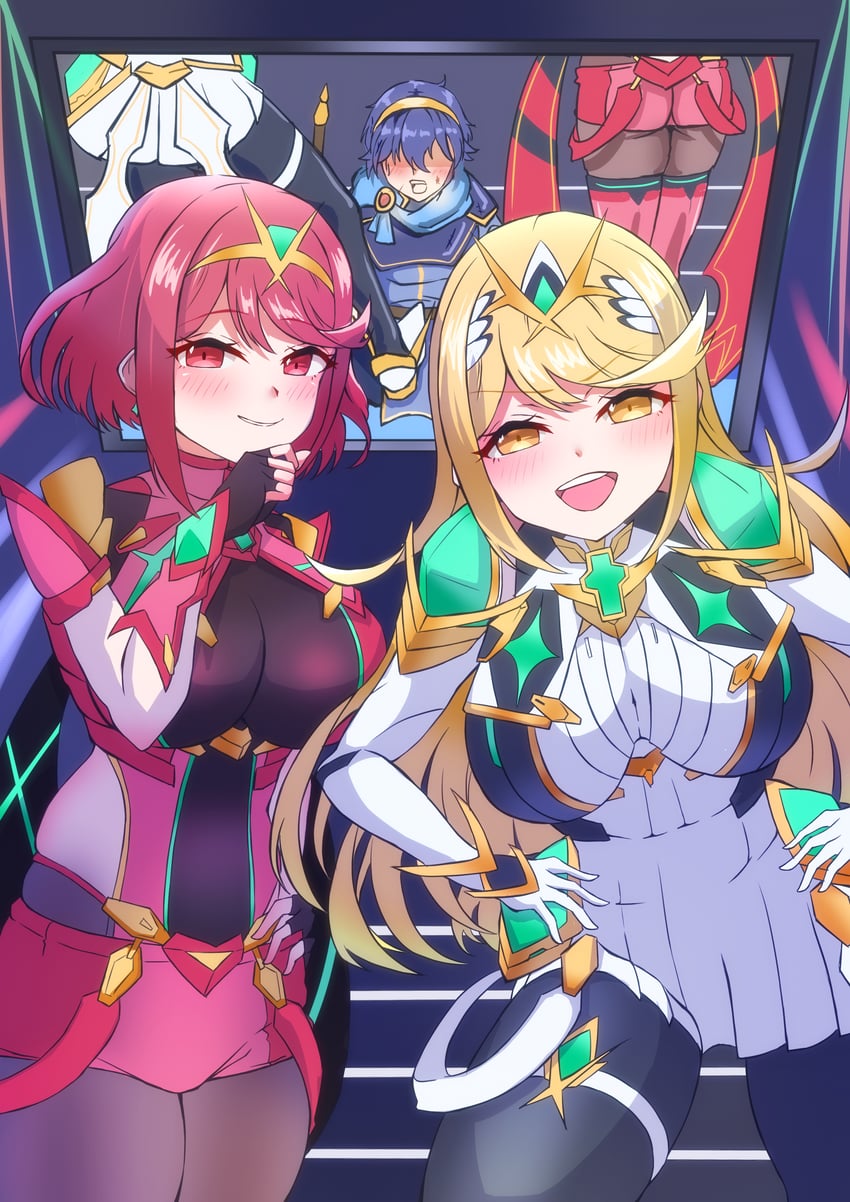 pyra, marth, and mythra (fire emblem and 4 more) drawn by otama_(otama_ladle23)
