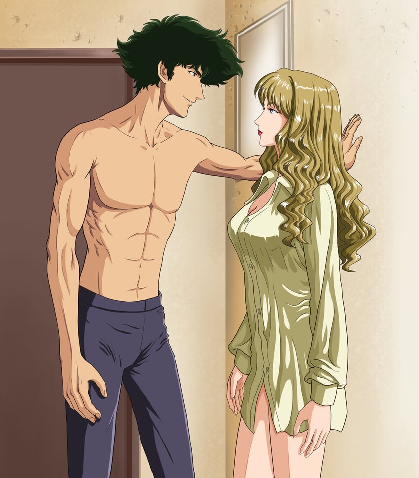 spike spiegel and julia (cowboy bebop) drawn by nekro-comix