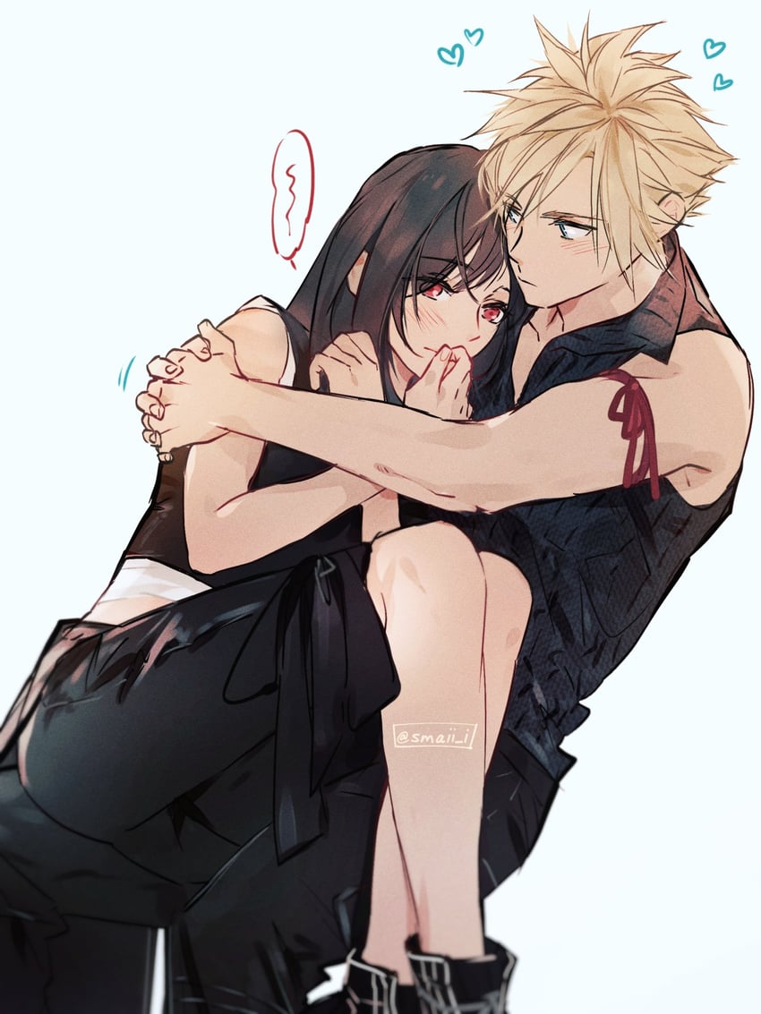 tifa lockhart and cloud strife (final fantasy and 1 more) drawn by maiii_(smaii_i)