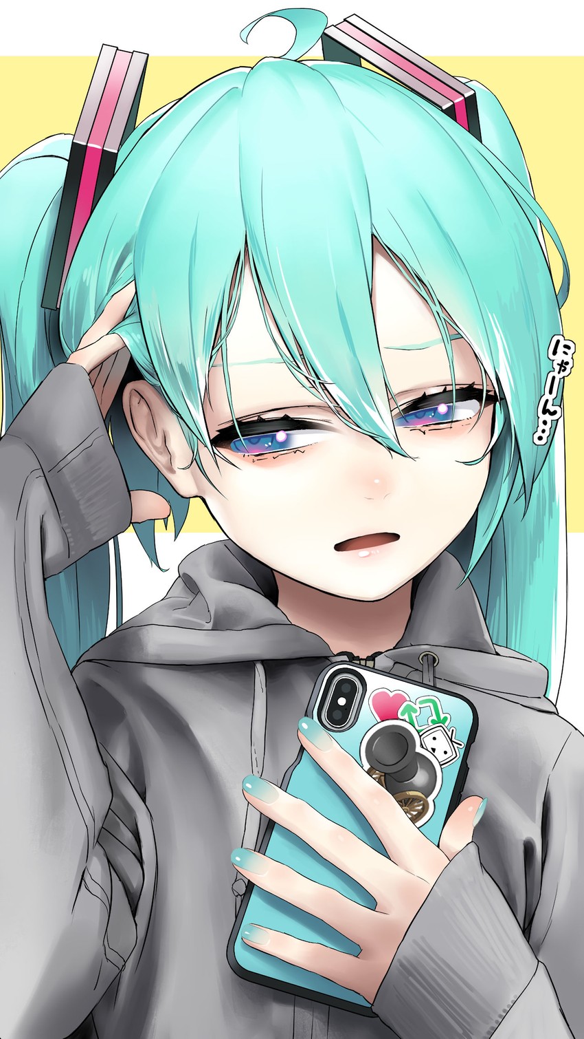 hatsune miku and terebi-chan (vocaloid and 2 more) drawn by rsk_(tbhono)