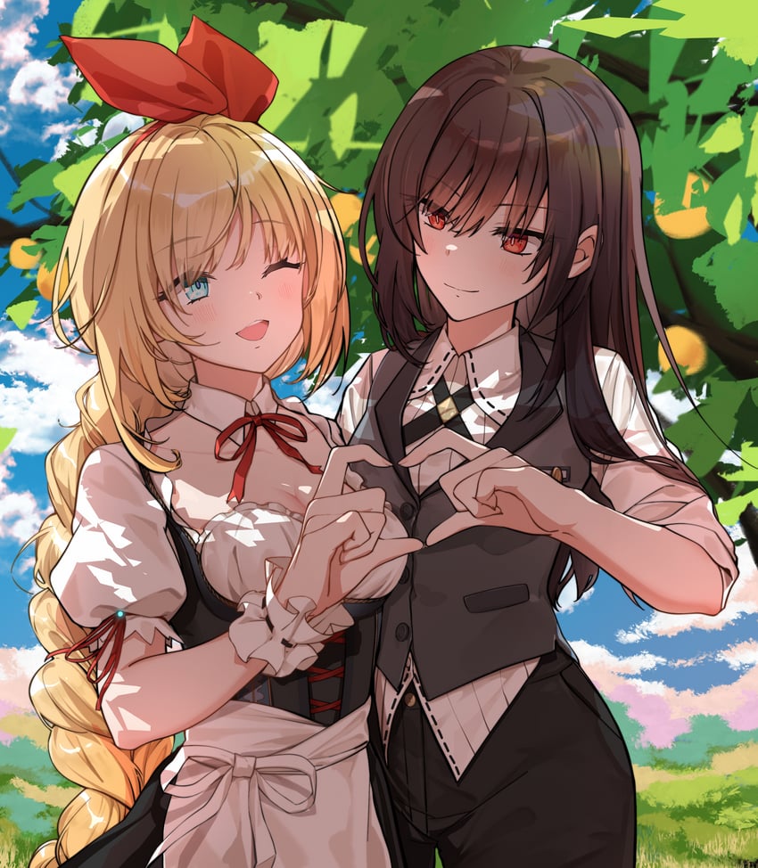 kanzaki adelheid and yanagi mion (heaven burns red) drawn by abazi