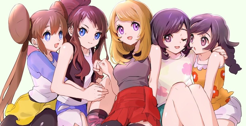 rosa, hilda, serena, and selene (pokemon and 5 more) drawn by ankea_(a-ramo-do)