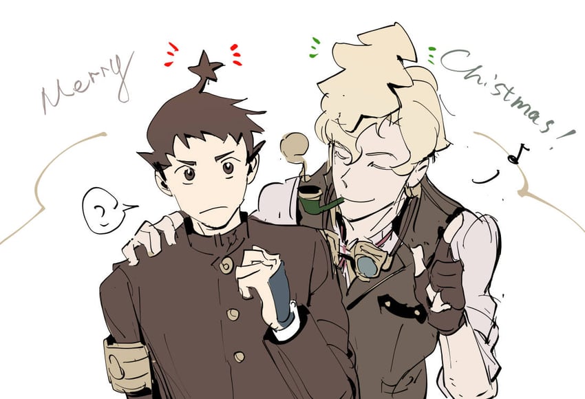 ryunosuke naruhodo and herlock sholmes (ace attorney and 1 more) drawn by coldresss